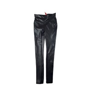 Spanx Faux Leather Leggings Black High Waist Slimming XS 24201R